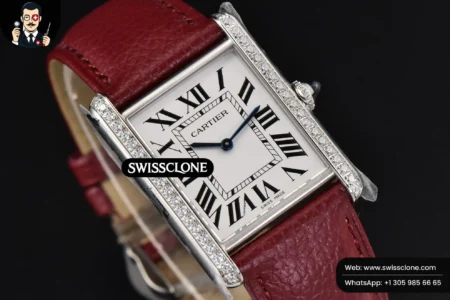 Cartier Tank Must Large 33.7×25.5mm Diamond K11F White Dial Red Litchi Grained Quartz High Resolution View