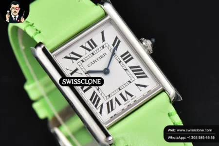 Cartier Tank Must Large 33.7×25.5mm K11F White Dial Green Smooth Calf Quartz High Resolution View