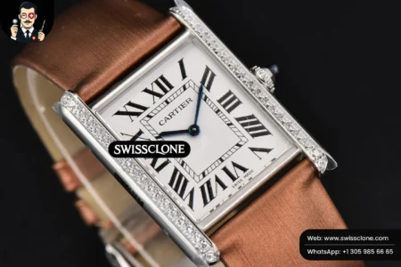 Cartier Tank Must Large 33.7×25.5mm Diamond K11F White Dial Brown Smooth Calf Quartz High Resolution View