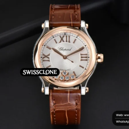 Rolex Chopard Happy Sport Automatic RG/SS 33mm HWF White Dial Brown Leather Starp High Resolution View