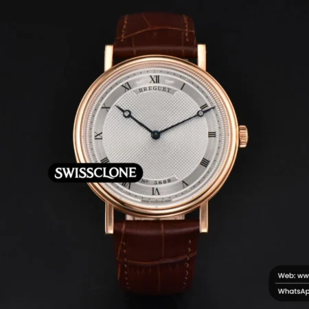 Rolex Breguet Classique 5177 38.5mm LTF White Dots Dial Roma Marker Brown Leather MY9015 High Resolution View