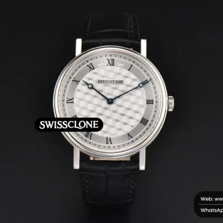 Rolex Breguet Classique 5177 38.5mm LTF White Textured Dial Roma Marker Black Leather MY9015 High Resolution View