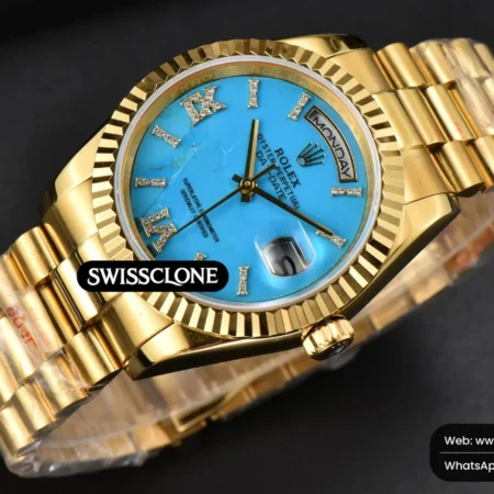 Rolex Daydate 36mm Meteorite Dial Roma Diamond Marker High Resolution View