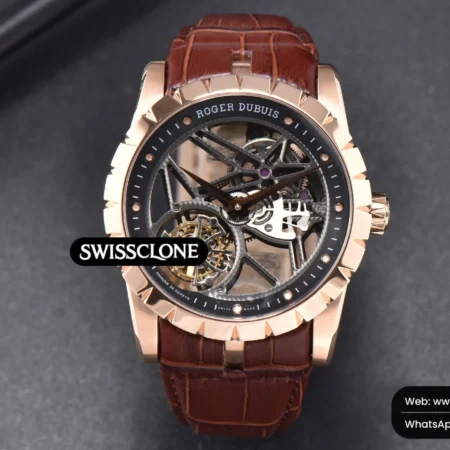 Rolex Roger Dubuis Excalibur JBF 45mm Black Crown Skeleton Dial Brown Croc Leather Tourbillon High Resolution View