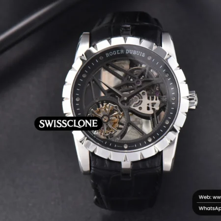 Rolex Excalibur JBF 45mm Black Crown Skeleton Dial Black Croc Leather Tourbillon High Resolution View
