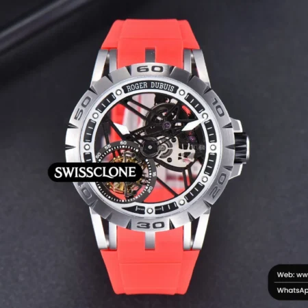 Rolex Excalibur Sports Tourbillon Titanium JBF 46mm Skeleton Dial Black Crown Red Rubber High Resolution View