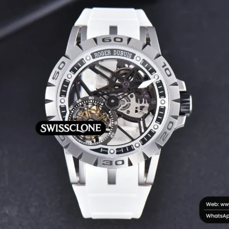 Rolex Excalibur Sports Tourbillon Titanium JBF 46mm Skeleton Dial Black Crown White Rubber High Resolution View