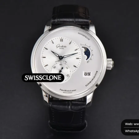 Rolex Glashütte Original Panomatic Lunar 40mm White Dial Black Leather High Resolution View