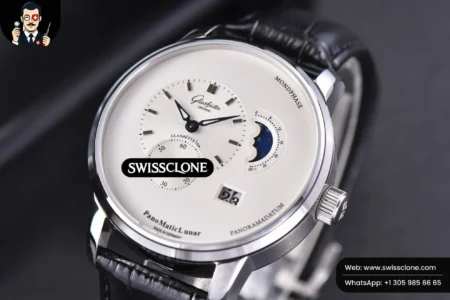 Rolex Glashütte Original PanoMatic Lunar TZF 40mm White Dial Black Leather (ZF Factory) High Resolution View
