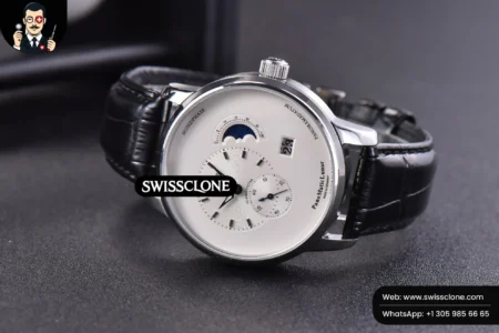 Rolex Glashütte Original PanoMatic Lunar TZF 40mm White Dial Black Leather (ZF Factory) High Resolution View