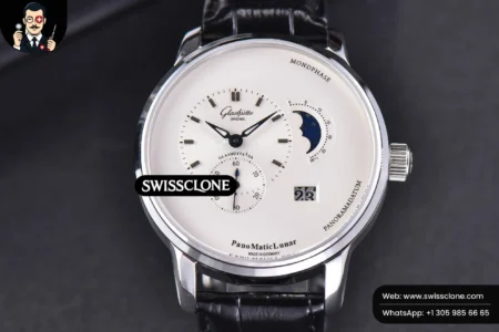 Rolex Glashütte Original PanoMatic Lunar TZF 40mm White Dial Black Leather (ZF Factory) High Resolution View