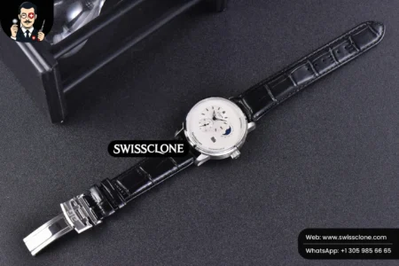 Rolex Glashütte Original PanoMatic Lunar TZF 40mm White Dial Black Leather (ZF Factory) High Resolution View