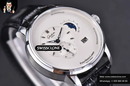 Rolex Glashütte Original PanoMatic Lunar TZF 40mm White Dial Black Leather (ZF Factory) High Resolution View