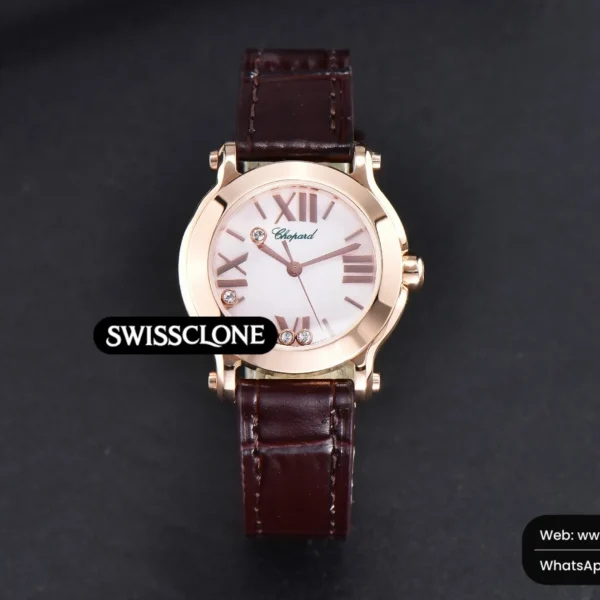 Rolex Chopard Happy Sport 30mm White Dial Black Leather Starp Quartz High Resolution View