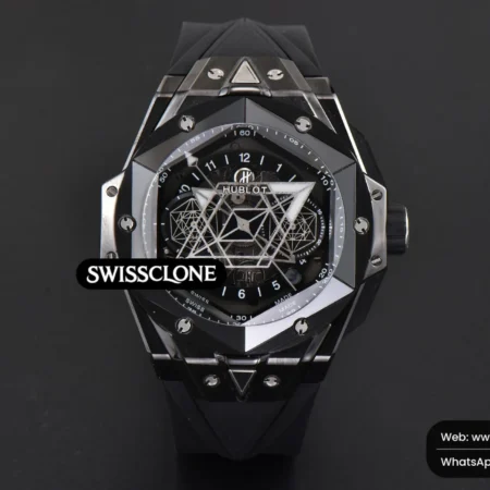 Hublot Big Bang Sang Bleu II 45mm Black Ceramic Skeleton Dial Black Rubber High Resolution View