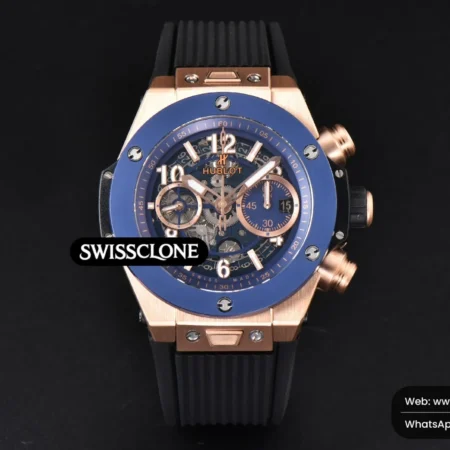 Hublot Big Bang Unico 45mm BBF Blue Ceramic Skeleton Dial Black Rubber High Resolution View