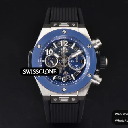Hublot Big Bang Unico 45mm BBF Blue Ceramic Skeleton Dial Black Rubber High Resolution View
