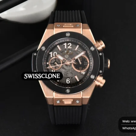 Hublot Big Bang Unico 45mm BBF Skeleton Dial Ceramic Bezel Black Rubber High Resolution View