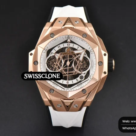 Hublot Big Bang Sang Bleu II Chrono 45mm BBF White Skeleton Dial White Rubber HUB1240 High Resolution View