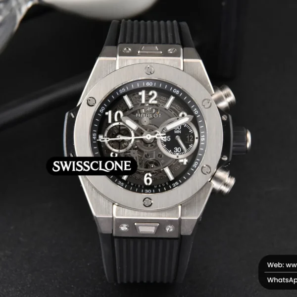 Hublot Big Bang Unico 45mm BBF Skeleton Dial Ceramic Bezel Black Rubber High Resolution View