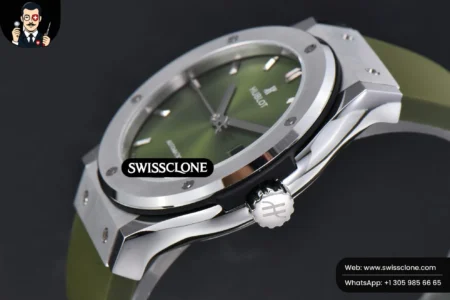 Hublot Classic Fusion 42mm JJ+F Green Dial Green Rubber High Resolution View