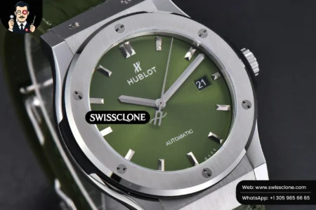 Hublot Classic Fusion 42mm JJ+F Green Dial Green Leather High Resolution View
