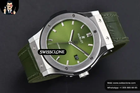 Hublot Classic Fusion 42mm JJ+F Green Dial Green Leather High Resolution View