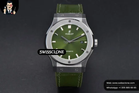 Hublot Classic Fusion 42mm JJ+F Green Dial Green Leather High Resolution View