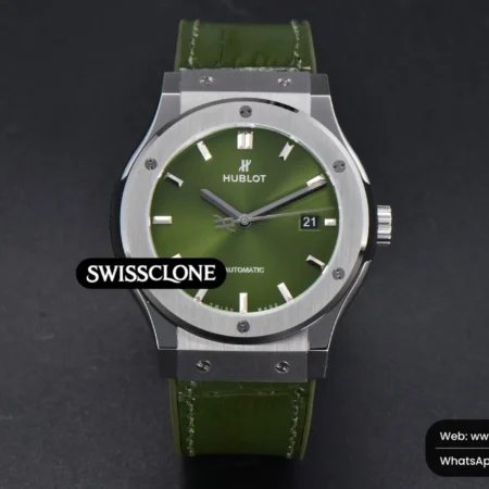 Hublot Classic Fusion 42mm JJ+F Green Dial Green Leather High Resolution View