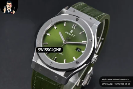 Hublot Classic Fusion 42mm JJ+F Green Dial Green Leather High Resolution View