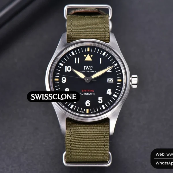 IWC Mark XVIII IW326801 MKSF 40mm Black Dial Green Nato 9015 High Resolution View