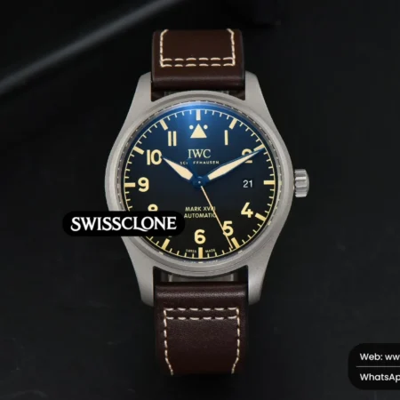 IWC Mark XVIII IW327006 Titanium 40mm V7F Black Dial Brown Leather High Resolution View