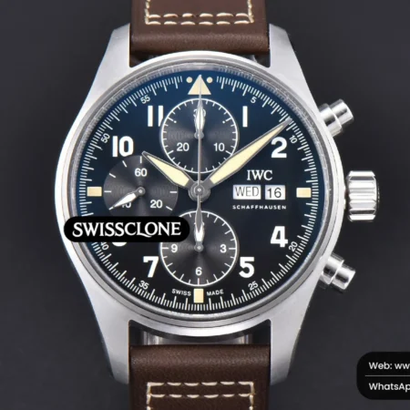 IWC Pilot Chrono IW387903 41mm Black Dial Brown Leather High Resolution View