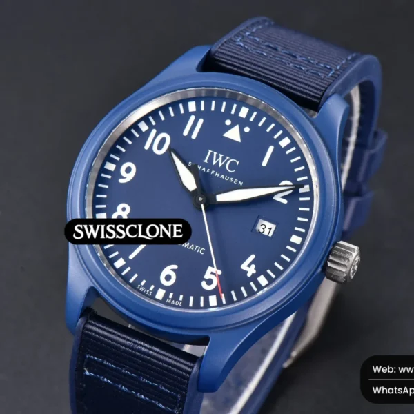 IWC Pilot IW328101 41mm Laureus Blue Ceramic Blue Nylon High Resolution View