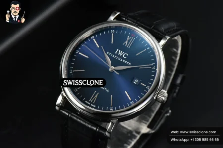 IWC Portofino Automatic 40mm Blue Dial Silver Hands Black Croc High Resolution View