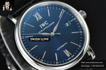 IWC Portofino Automatic 40mm Blue Dial Silver Hands Black Croc High Resolution View