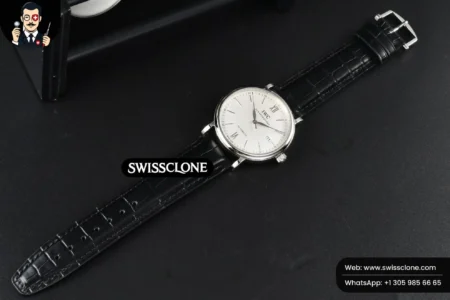 IWC Portofino Automatic 40mm White Dial Silver Hands Black Croc High Resolution View