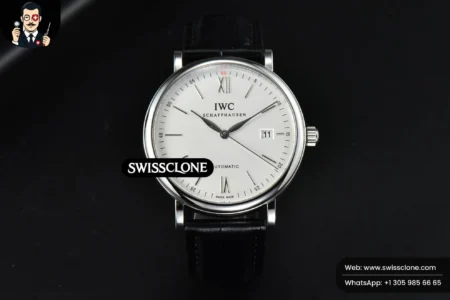 IWC Portofino Automatic 40mm White Dial Silver Hands Black Croc High Resolution View