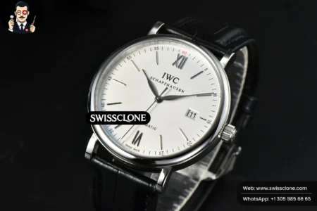 IWC Portofino Automatic 40mm White Dial Silver Hands Black Croc High Resolution View