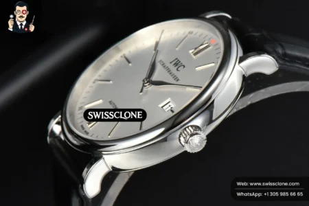 IWC Portofino Automatic 40mm White Dial Silver Hands Black Croc High Resolution View