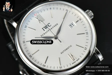 IWC Portofino Automatic 40mm White Dial Silver Hands Black Croc High Resolution View