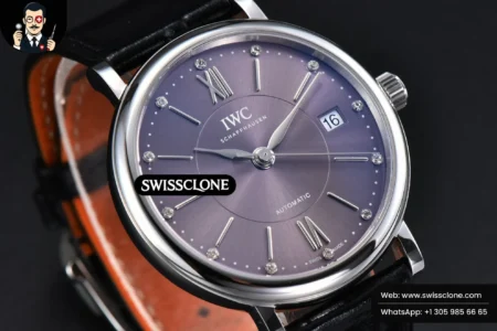 IWC Portofino V7F 37mm Gray Dial Silver Marker Black Leather High Resolution View