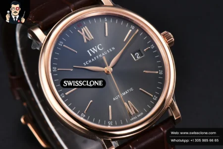 IWC Portofino V7F 40mm Gray Dial Marker Brown Leather High Resolution View