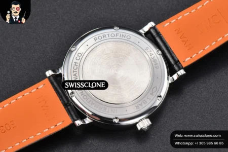 IWC Portofino V7F 37mm Gray Dial Silver Marker Black Leather High Resolution View