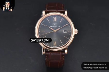 IWC Portofino V7F 40mm Gray Dial Marker Brown Leather High Resolution View