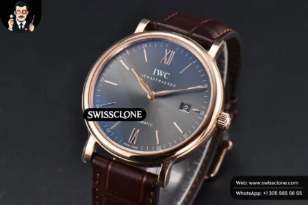 IWC Portofino V7F 40mm Gray Dial Marker Brown Leather High Resolution View