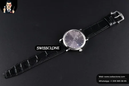 IWC Portofino V7F 37mm Gray Dial Silver Marker Black Leather High Resolution View