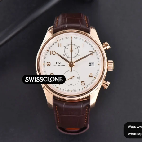 IWC Portuguese Chrono IW390301 42mm White Dial Brown Leather High Resolution View