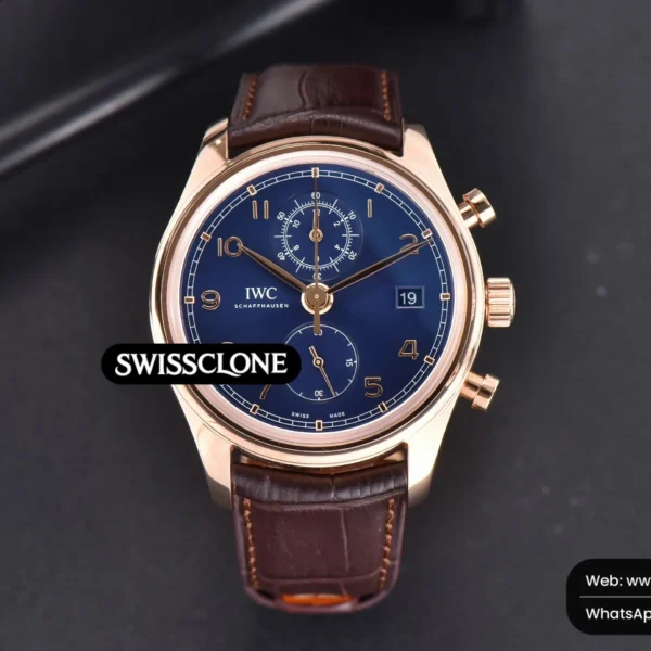 IWC Portuguese Chrono IW390305 42mm Blue Dial Brown Leather High Resolution View