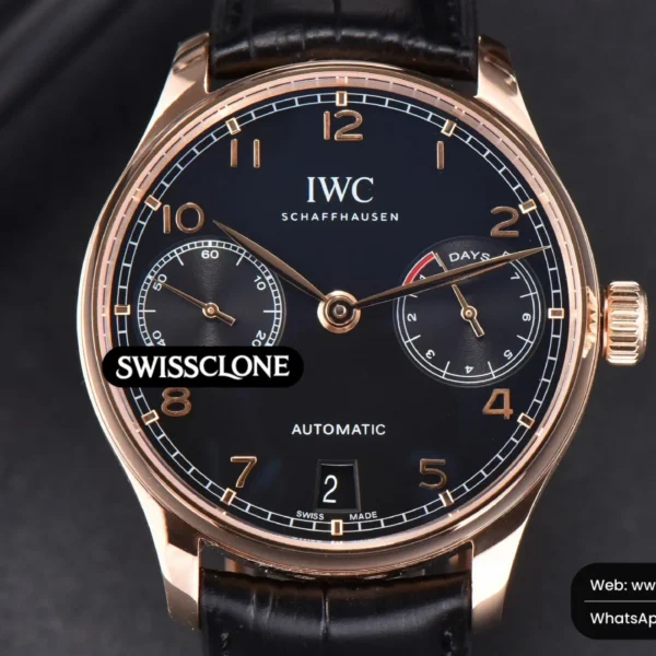 IWC Portuguese Real PR IW500107 42mm Black Dial Black Leather High Resolution View
